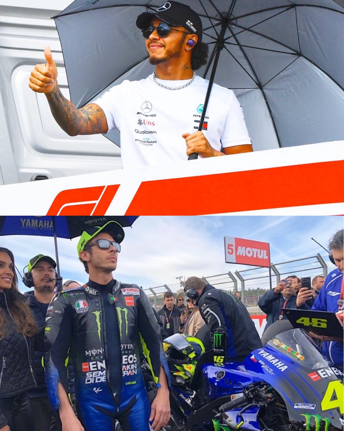 Valentino Rossi and Lewis Hamilton will swap vehicles in Valencia next month