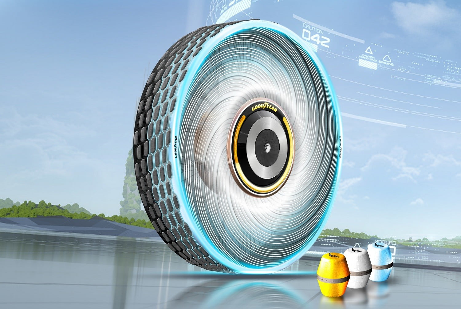 Goodyear showcase a concept self-repairing tyre Goodyear showcase a concept self-repairing tyre