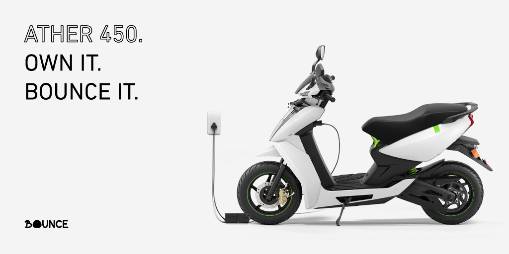 Ather Energy and Bounce announce scooter sharing program Ather Energy and Bounce announce scooter sharing program