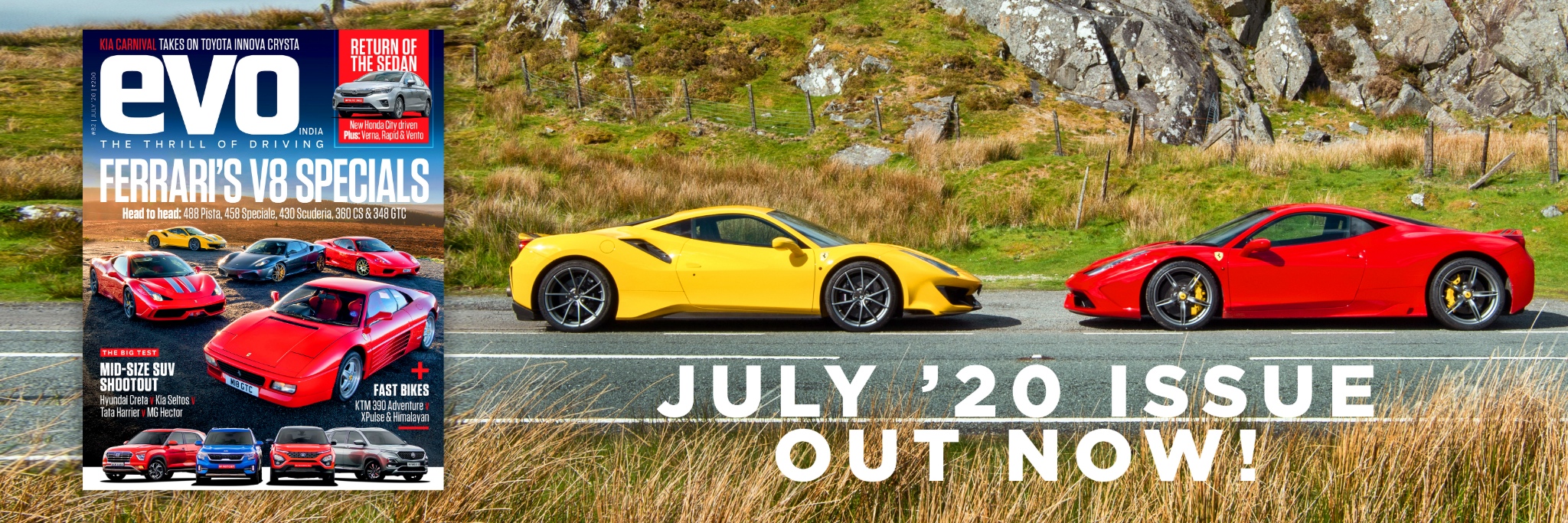 Ferrari V8 specials, the Tata Harrier comparo, the Honda City and much more in the July 2020 issue of evo India Ferrari V8 specials, the Tata Harrier comparo, the Honda City and much more in the July 2020 issue of evo India