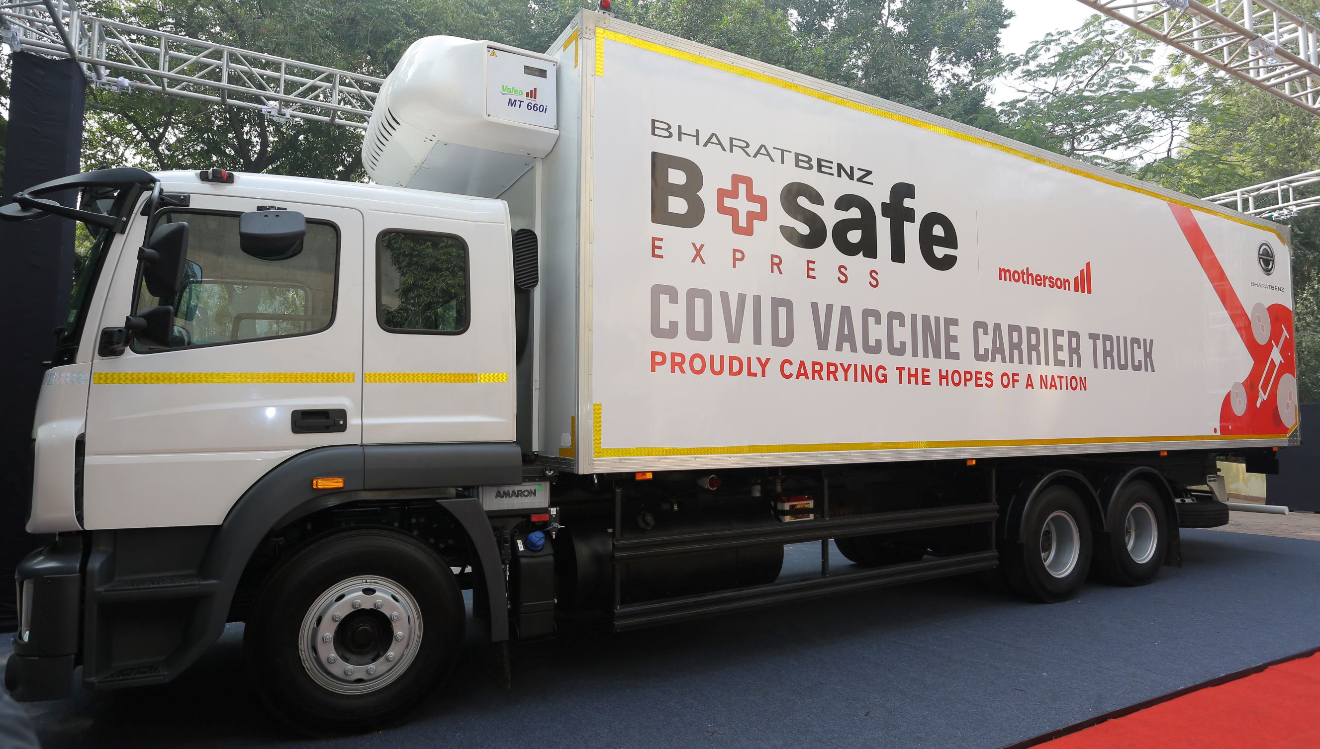 BSafe Express: A purpose built COVID-19 vaccine transportation truck unveiled by DICV