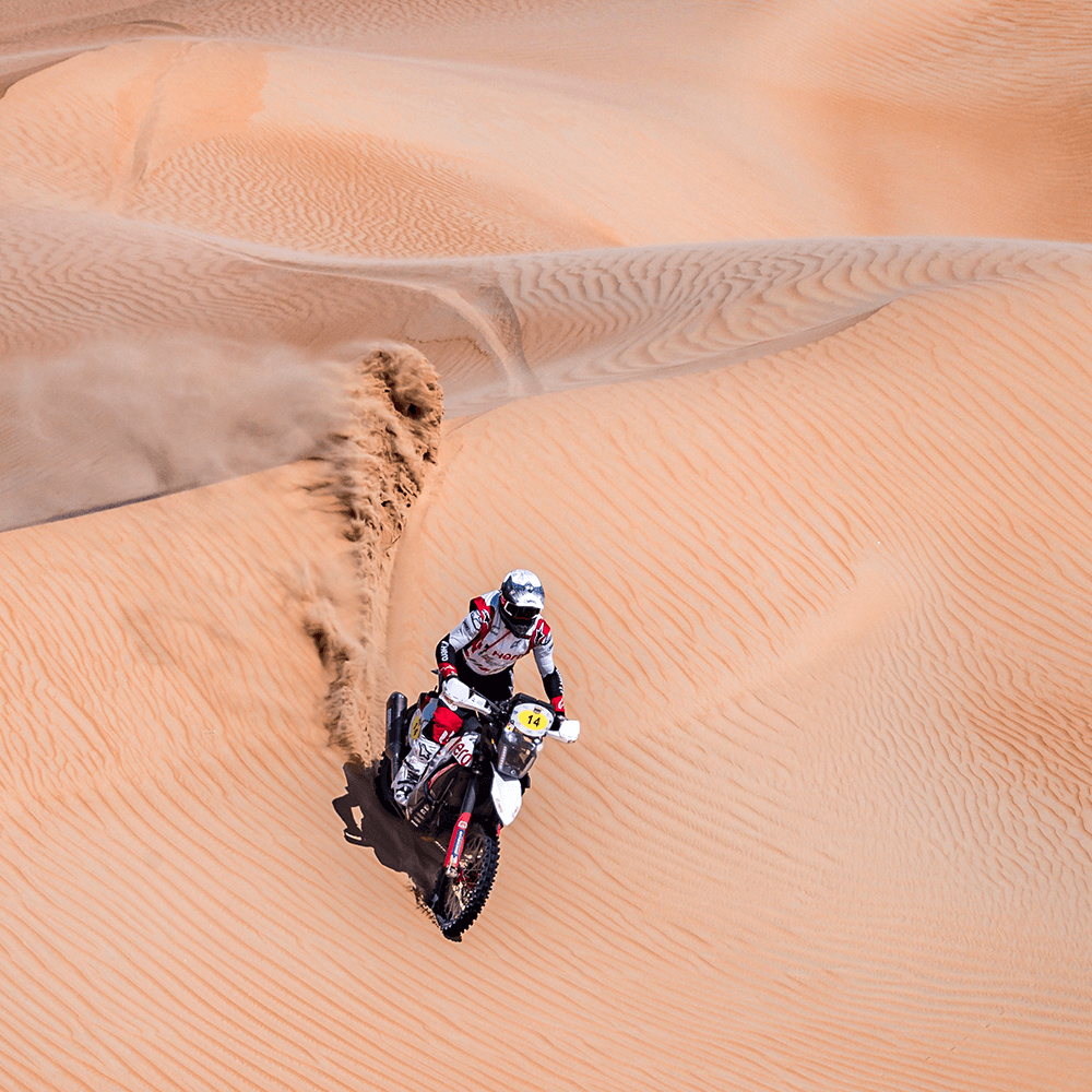 Franco Caimi opens with a charge for Hero MotoSports in the Abu Dhabi Desert Challenge Franco Caimi opens with a charge for Hero MotoSports in the Abu Dhabi Desert Challenge