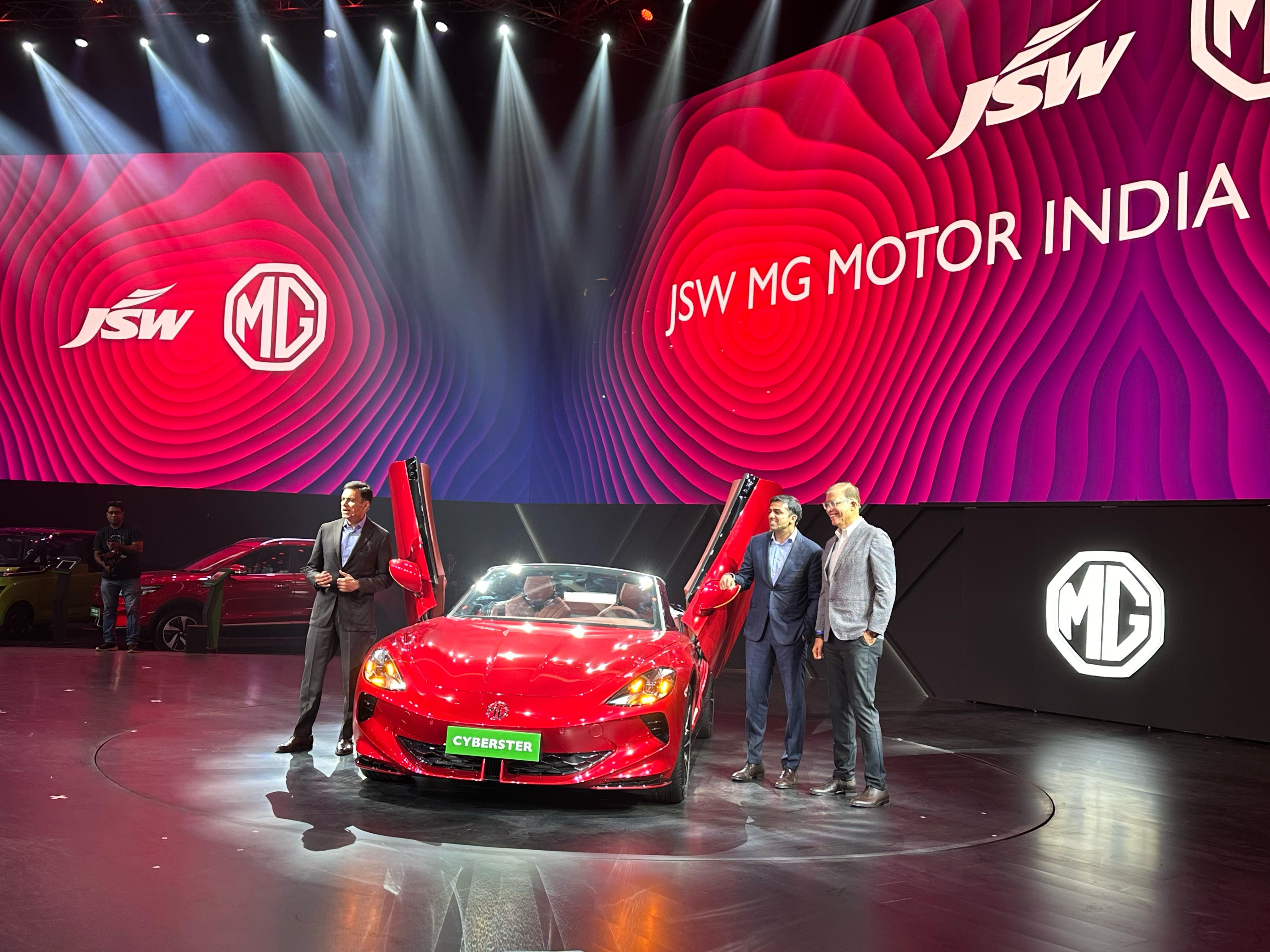 JSW MG Motor India has showcased the Cyberster roadster in India JSW MG Motor India has showcased the Cyberster roadster in India