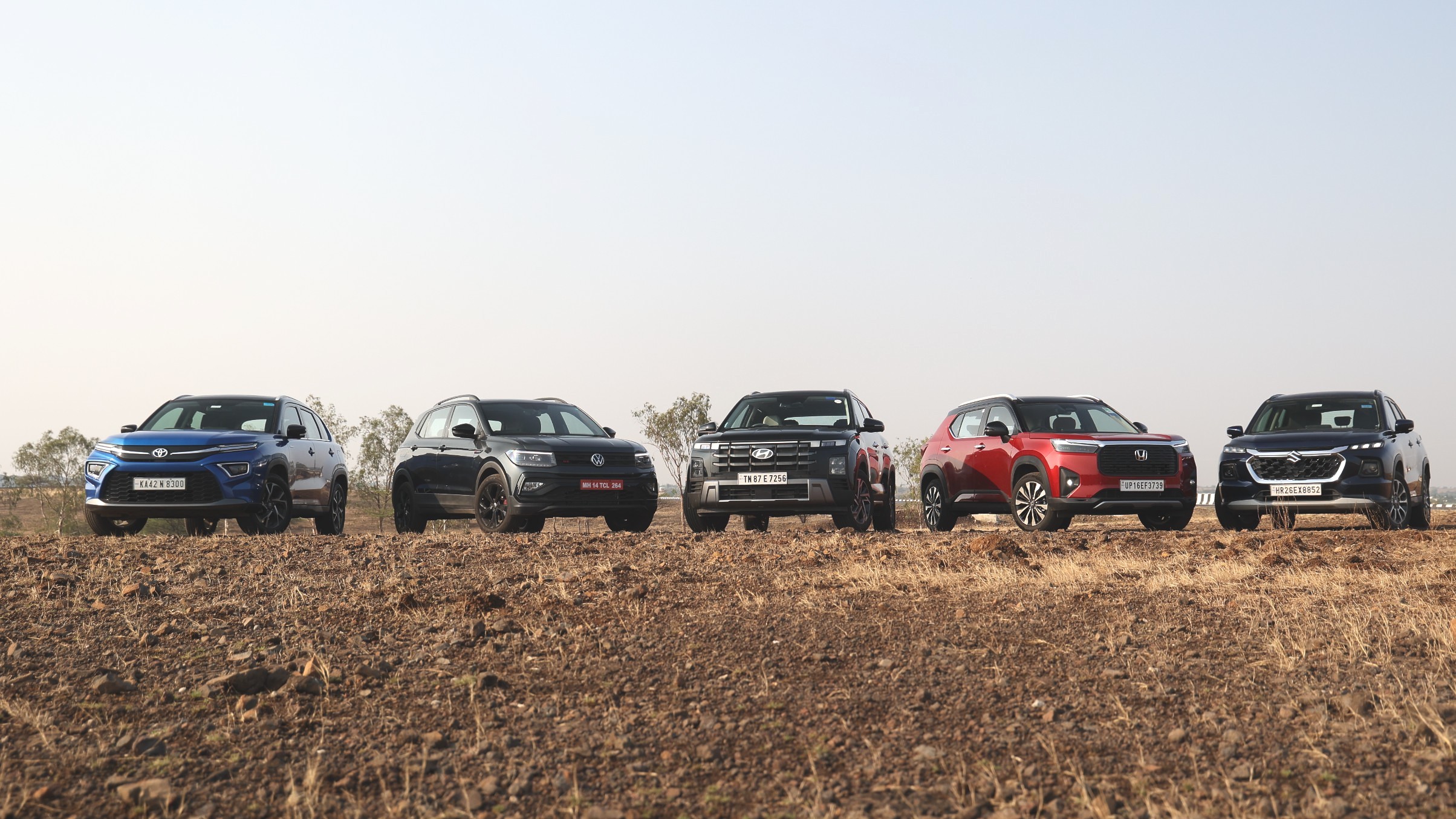 Toyota Urban Cruiser Hyryder vs VW Taigun vs Hyundai Creta vs Honda Elevate vs Suzuki Grand Vitara: Comparison test