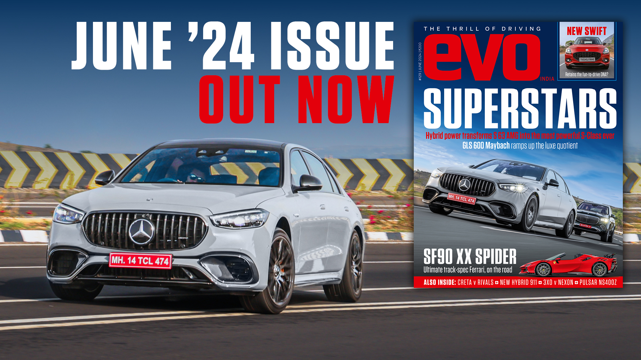 Mega Mercs headline the June24 issue, along with the new Swift, Creta vs rivals, 3XO vs Nexon and previews of the Porsche 911 T-hybrid and the Tata Altroz Racer Mega Mercs headline the June24 issue, along with the new Swift, Creta vs rivals, 3XO vs Nexon and previews of the Porsche 911 T-hybrid and the Tata Altroz Racer