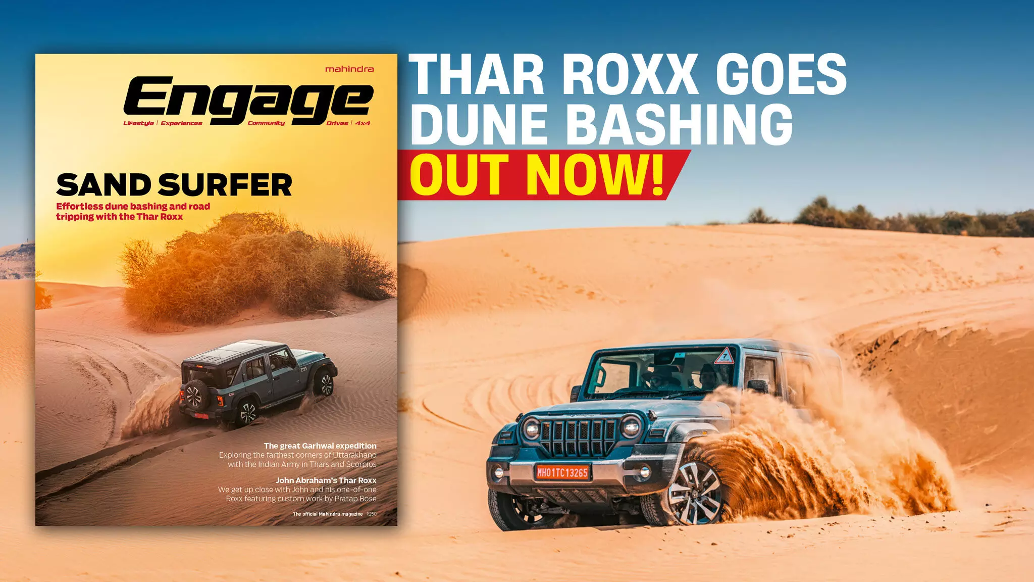 Surfing the sand and dune bashing with the Mahindra Thar Roxx! Surfing the sand and dune bashing with the Mahindra Thar Roxx!