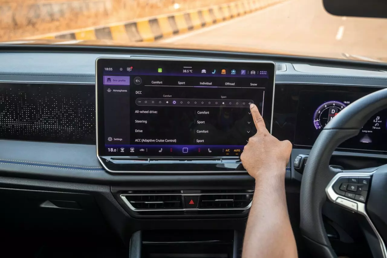 With over 15 levels of adjustability, the DCC Pro allows the driver to make granular adjustments to all the aspects of the Tiguan R-Line’s dynamics – Shot by Avdhoot A Kolhe for evo india
