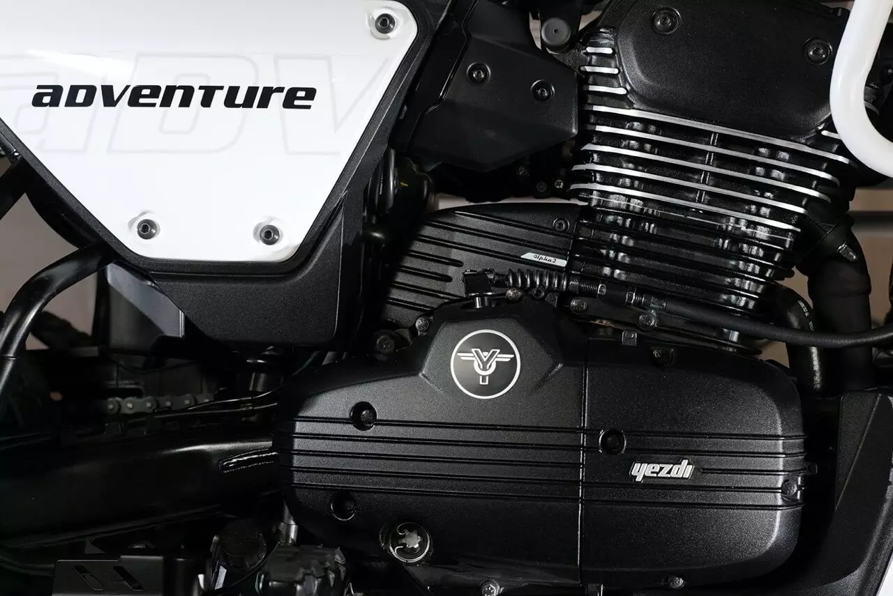 Powering the 2025 Yezdi Adventure is a 334cc liquid-cooled engine that produces 29bhp of power and 29.9Nm of torque Powering the 2025 Yezdi Adventure is a 334cc liquid-cooled engine that produces 29bhp of power and 29.9Nm of torque