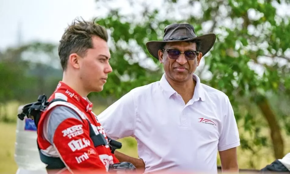 ERC driver Martins Sesks (left) with J Anand from JA Motorsport (right)