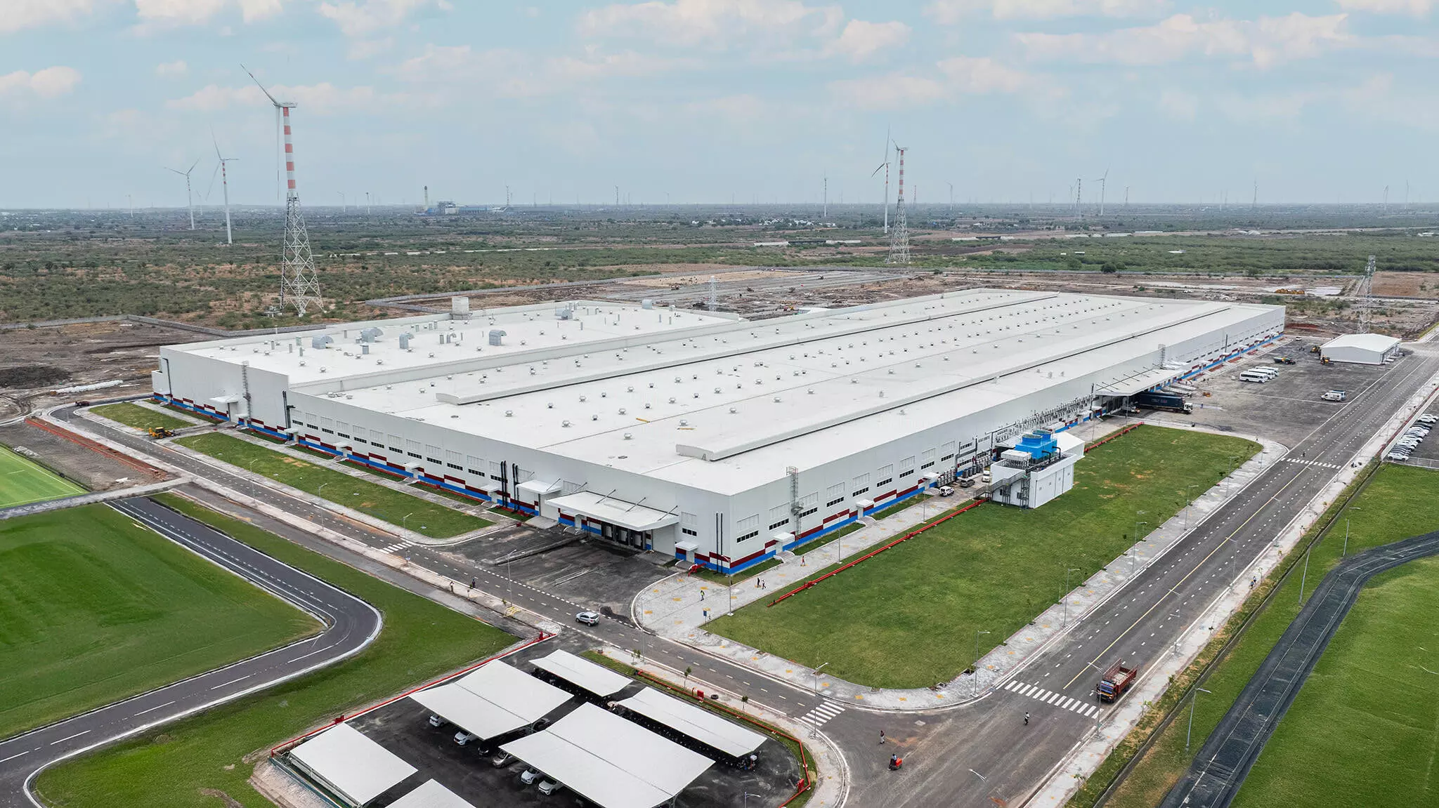 The VinFast India plant is built over a 400-acre piece of land with a production capacity of  50,000 vehicles per year, which is scalable for 1,50,000 vehicles per year — Shot by VinFast India