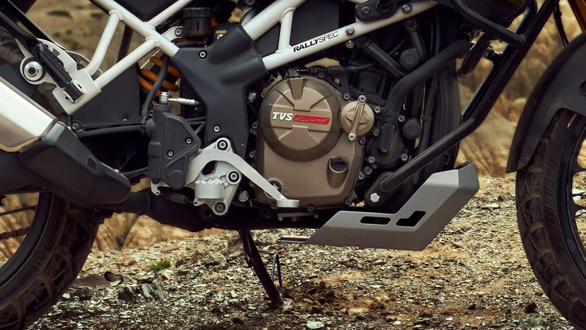 The RT-XD4 engine also makes its production debut with the RTX 300, was unveiled at this years Bharat Mobility Show; 299cc mill puts out 35.5bhp and 28.5Nm — Shot by TVS Motor Company The RT-XD4 engine also makes its production debut with the RTX 300, was unveiled at this years Bharat Mobility Show; 299cc mill puts out 35.5bhp and 28.5Nm — Shot by TVS Motor Company