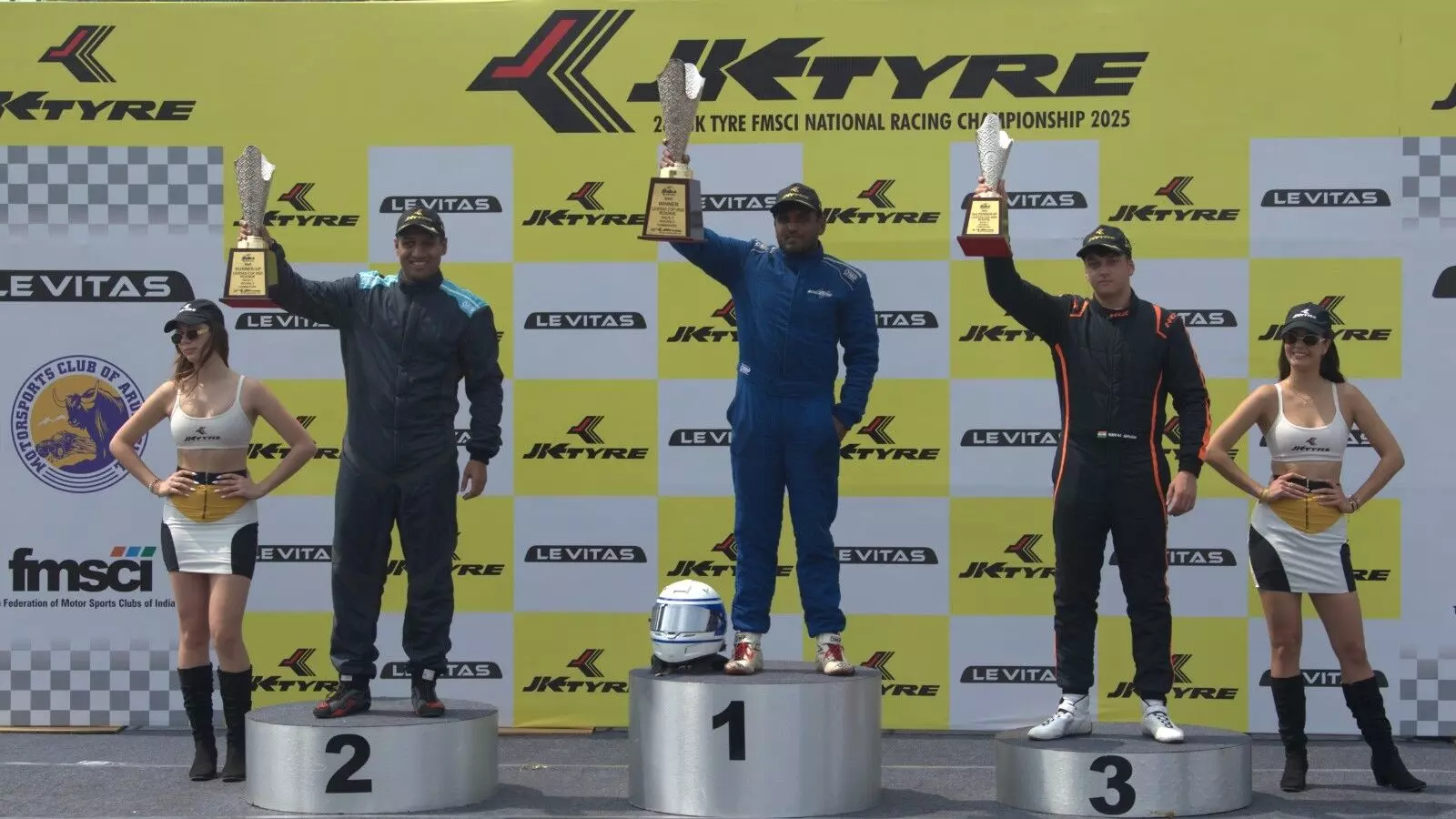 (L-R) Akshay Murlidharan, Balaji Raju and Nihal Singh winners in the Rookie Category of the Levitas Cup