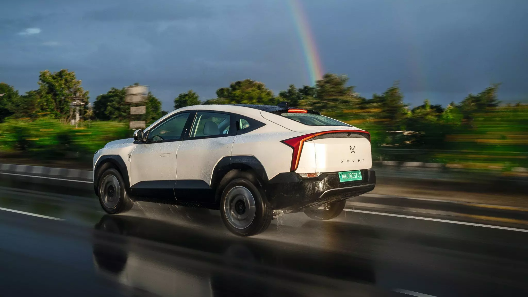 The XEV 9e heading towards Penukonda Fort on a rainy day, pushing forward — Shot by Rohit G Mane for evo India The XEV 9e heading towards Penukonda Fort on a rainy day, pushing forward — Shot by Rohit G Mane for evo India