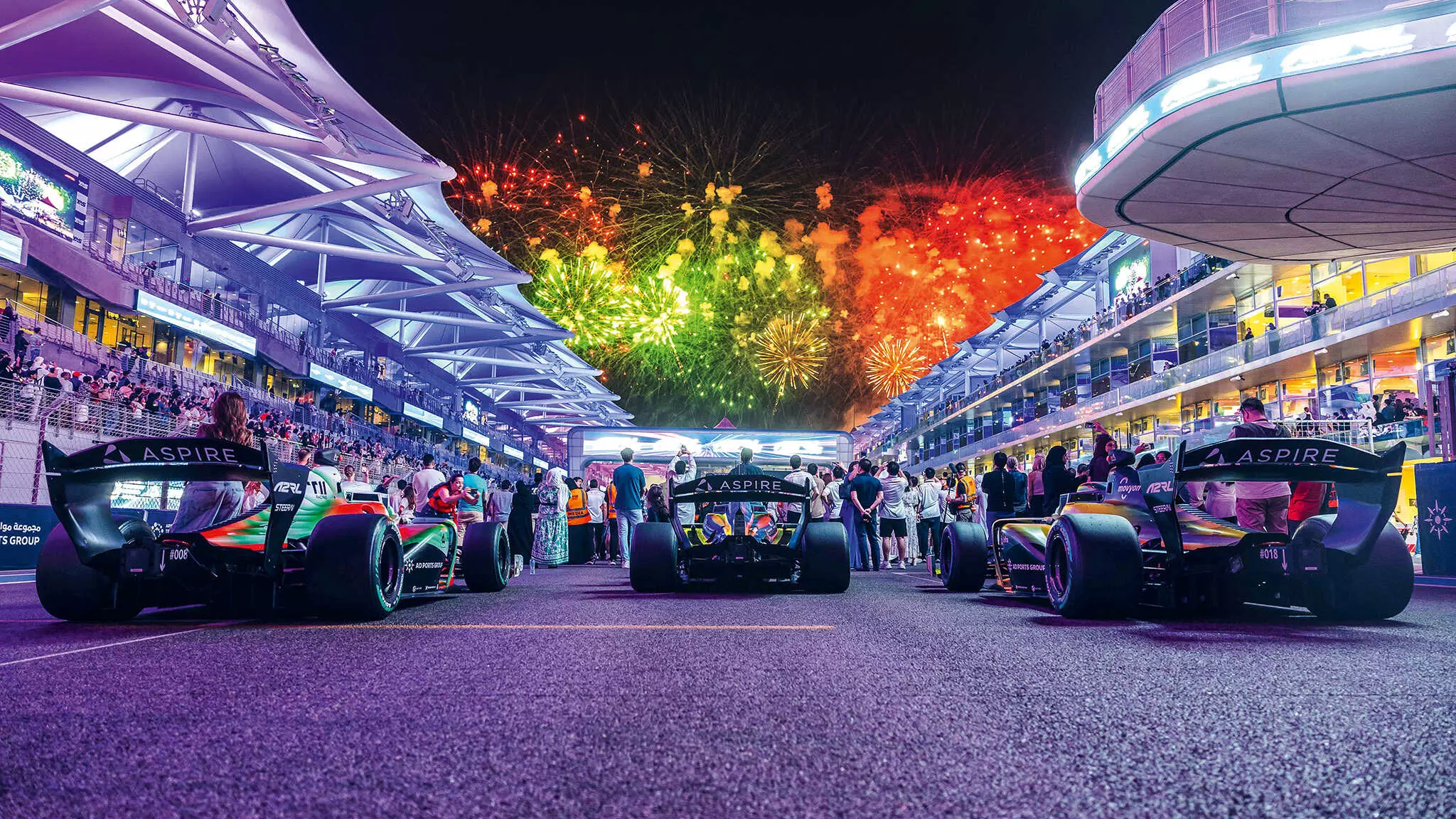 The 2025 A2RL came to a grand ending with a mega fireworks show to light up the night sky at the Yas Marina Circuit — Shot by Spacesuit Media & A2RL The 2025 A2RL came to a grand ending with a mega fireworks show to light up the night sky at the Yas Marina Circuit — Shot by Spacesuit Media & A2RL