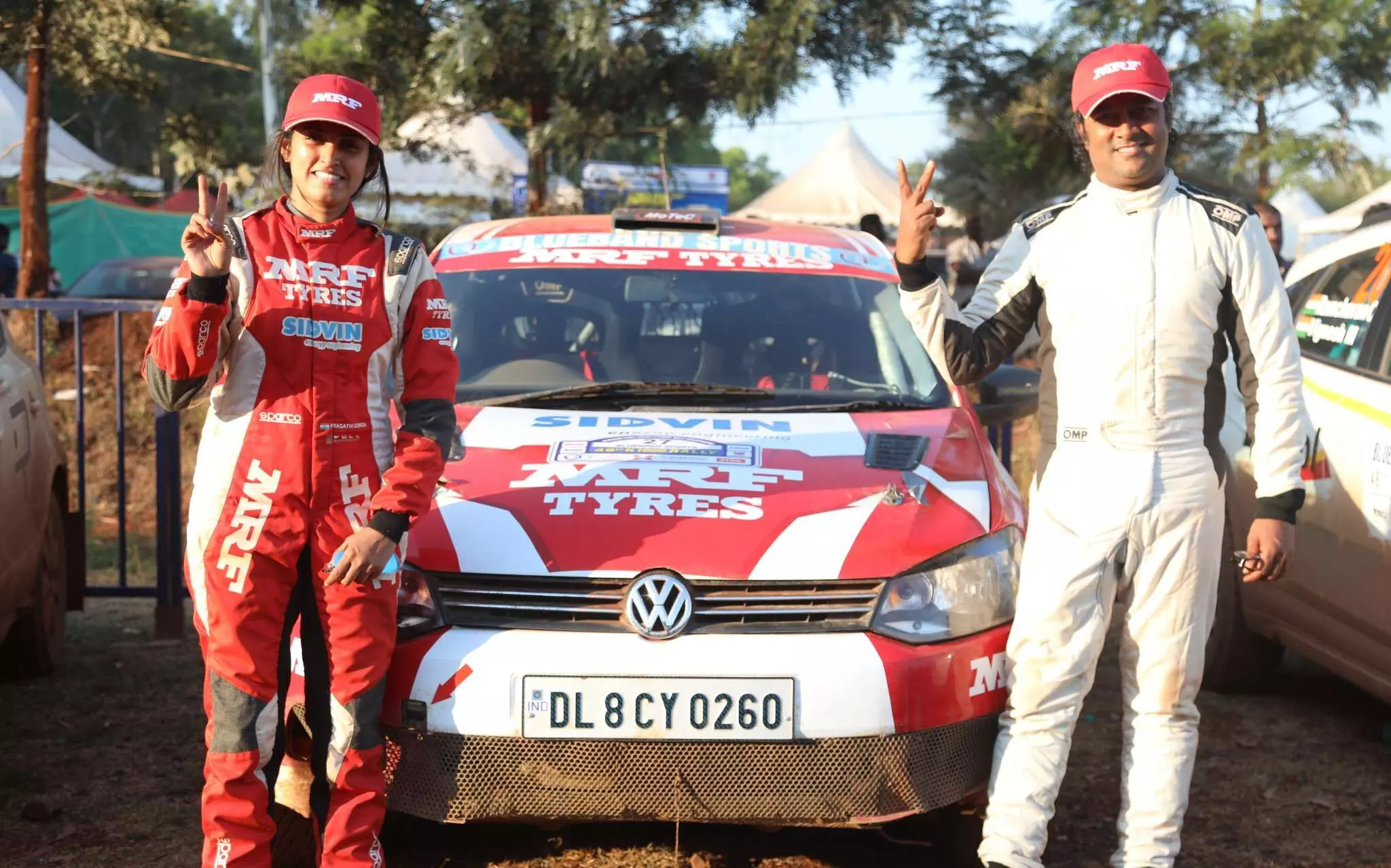 Pragathi Gowda (left) and Chandramouli claim victorious at the INRC2 class