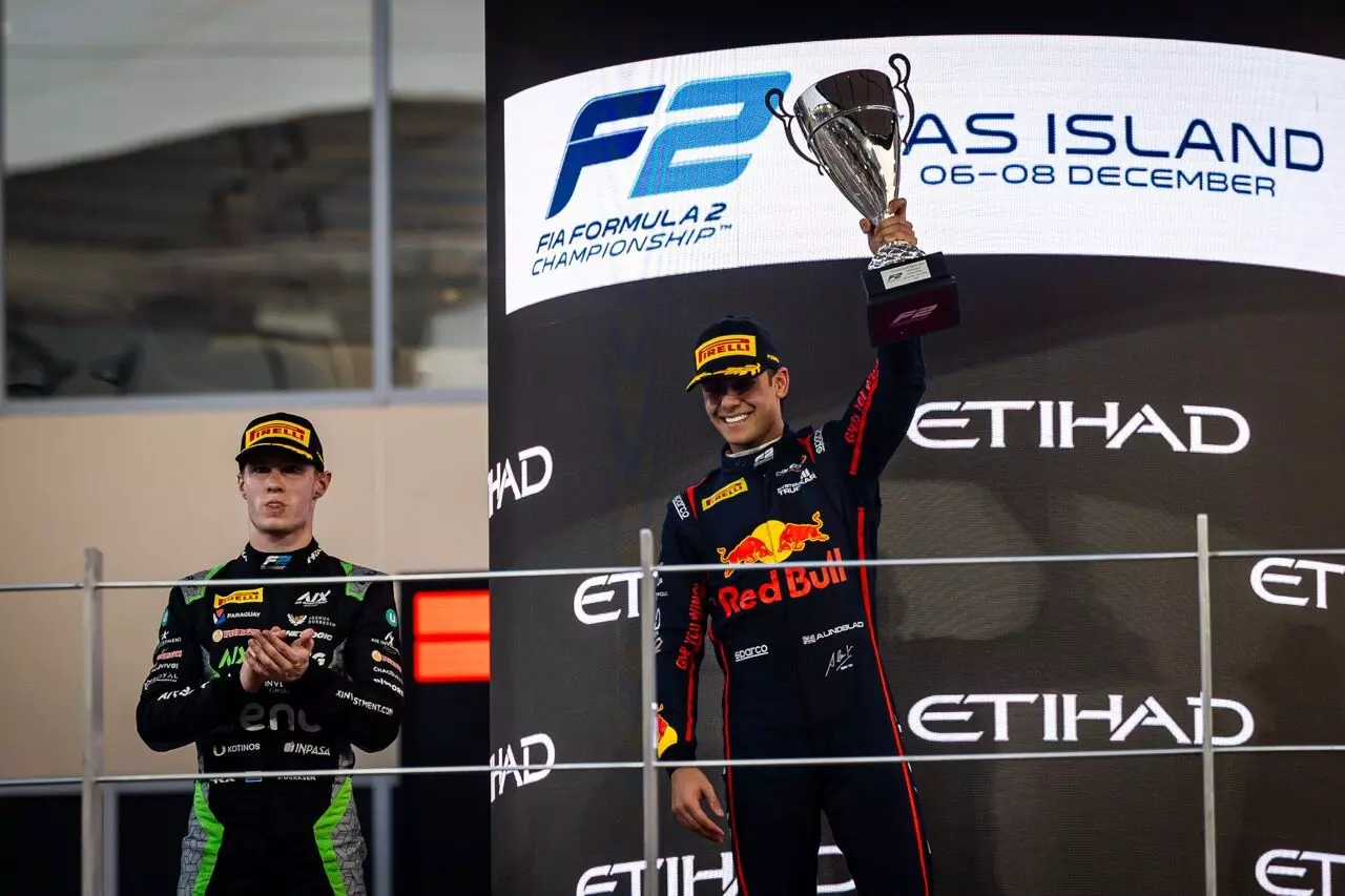 Arvid Lindblad finished on pole in the F2 Sprint Race at Yas Marina in December 2025