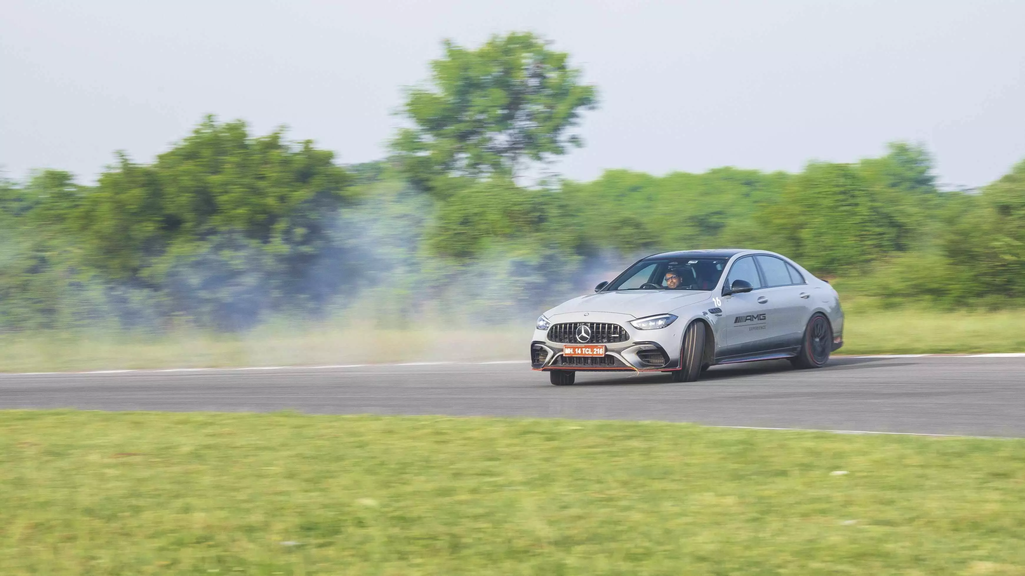 A drift session in the Mercedes-AMG C 63 S E Performance