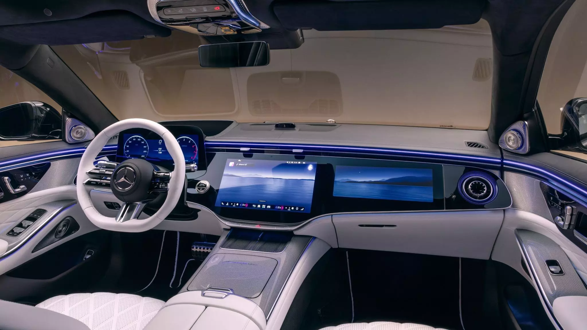 The cabin gets the Hyperscreen setup with a pair of 12.3-inch screens sandwiching a 14.4-inch infotainment screen in the centre; 19 motors for six types of seat massaging
