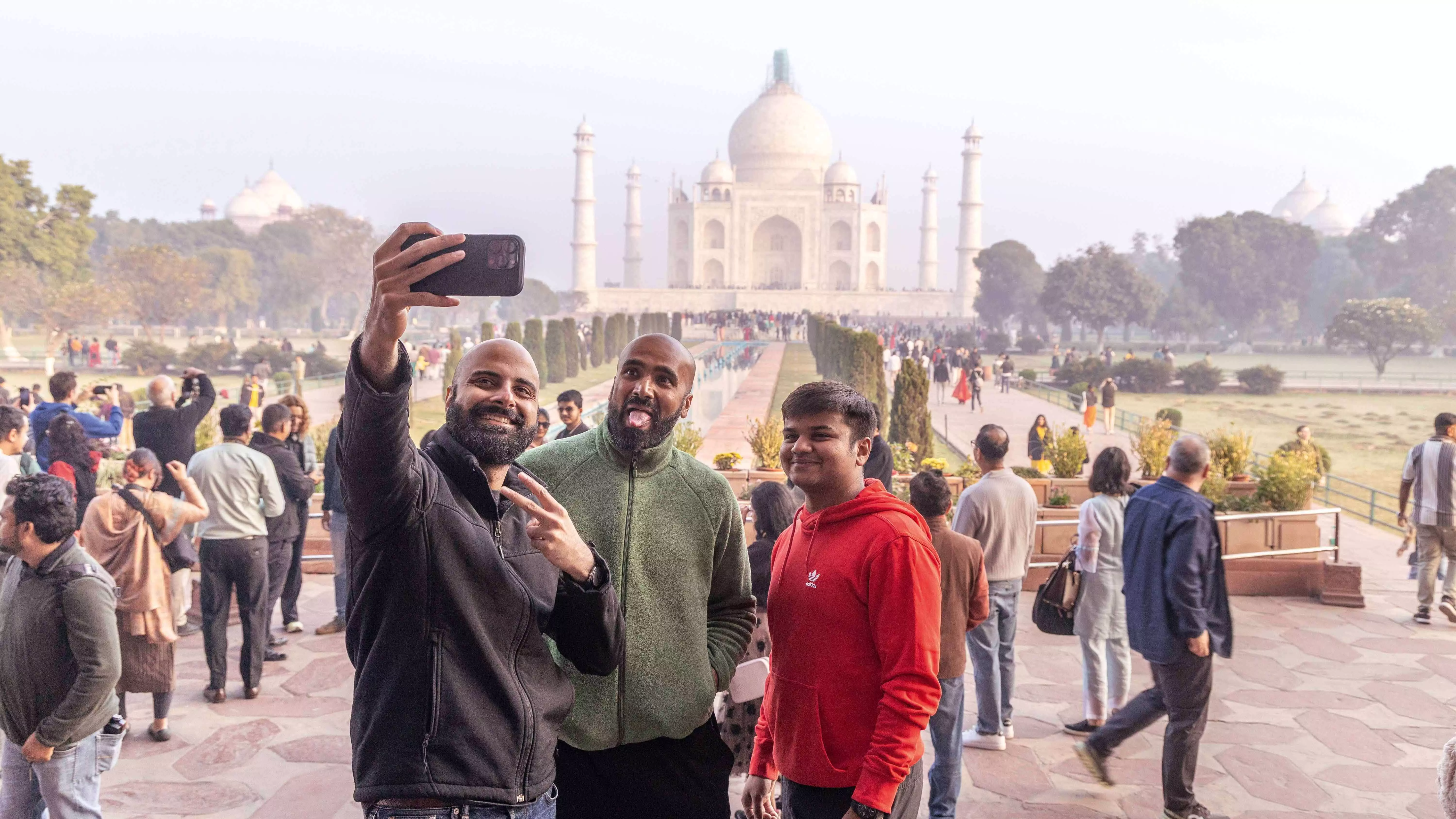 The team at the Taj Mahal, Agra