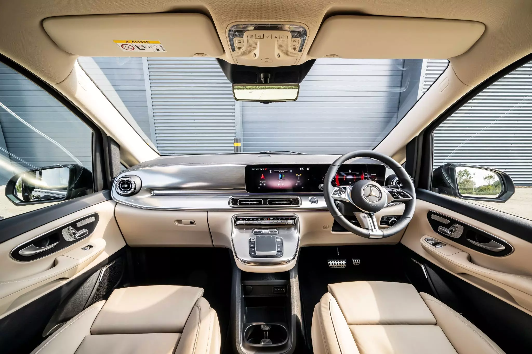 The Mercedes-Benz V-Class gets twin 12.3-inch screens and a familiar steering wheel and control interface from the brand’s passenger cars