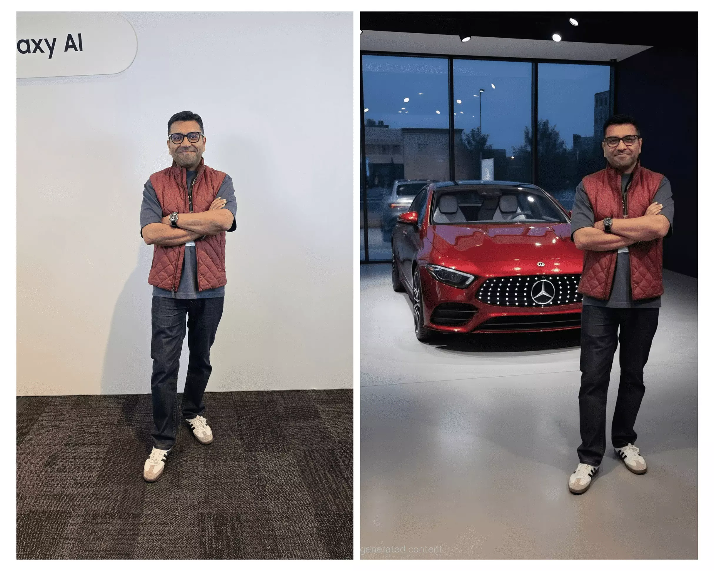 Original image on the left; AI generated image on the right