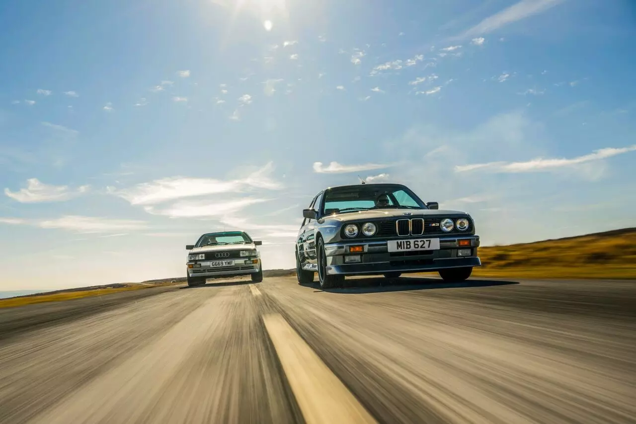 Audi Quattro, the rally icon of the 1980s, pictured alongside the E30 BMW M3