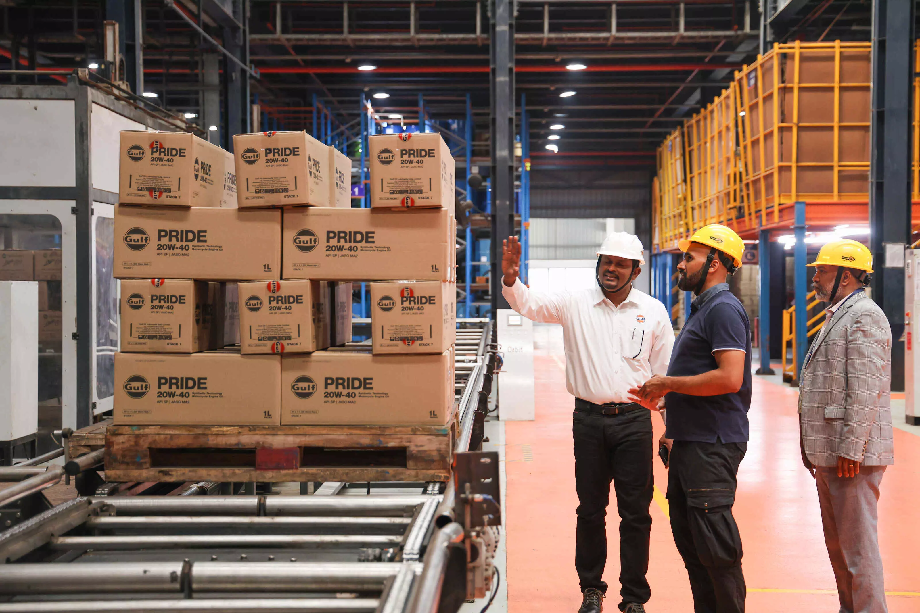 Production line at Gulf Oil Lubricants