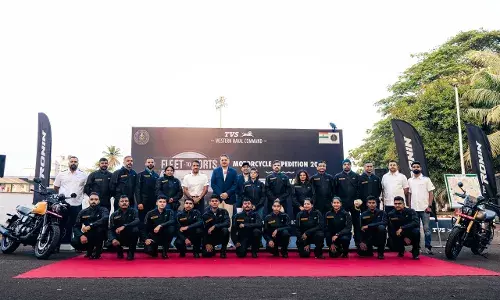 Indian Navy and TVS Motor Company flag off the ‘Fleet to Forts’ Motorcycle Expedition