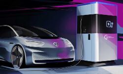 Volkswagen showcases its first mobile charging station Volkswagen showcases its first mobile charging station